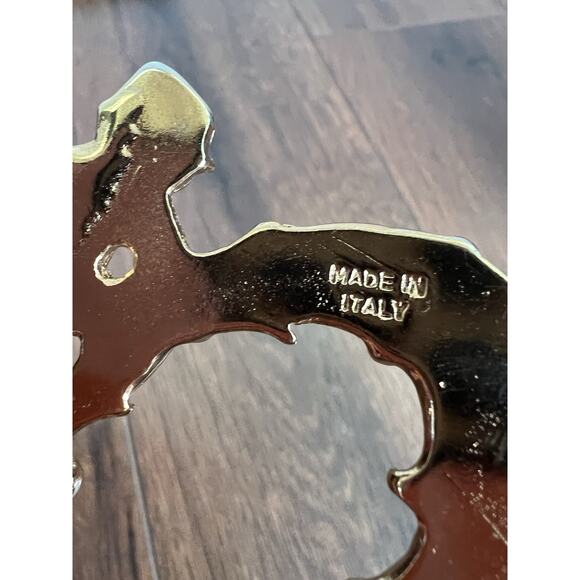 FIBEL Women's Vintage Italy Genuine Crocodile Ornate Large Buckle Belt 36" - Picture 12 of 13